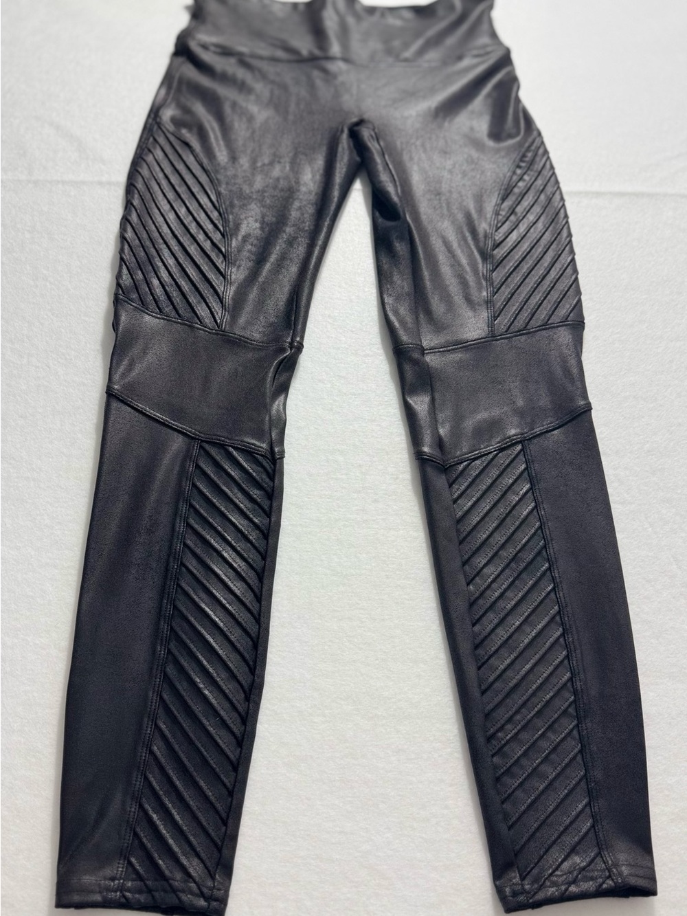 SPANX Sexy Control Shaping Faux Leather Leggings Black Size Petite M